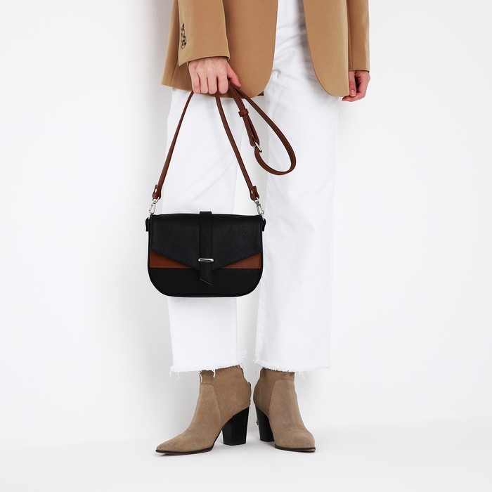 Сумка-мессенджер на магните, цвет чёрный/коричневый Сумка-мессенджер на магните, цвет чёрный/коричневый