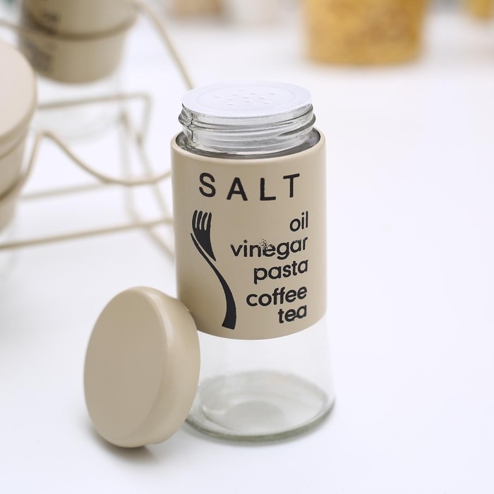 Набор банок стеклянных для сыпучих продуктов «Стиль», 20×16×17 см, на подставке, 6 шт, цвет МИКС