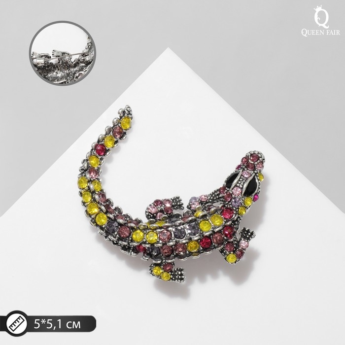 Брошь-кулон «Крокодил» миниатюрный, цветная в чернёном серебре Брошь-кулон «Крокодил» миниатюрный, цветная в чернёном серебре