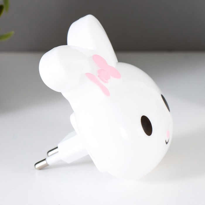 Ночник Ночник "Зайчик с бантом" LED белый 8х7х8 см RISALUX