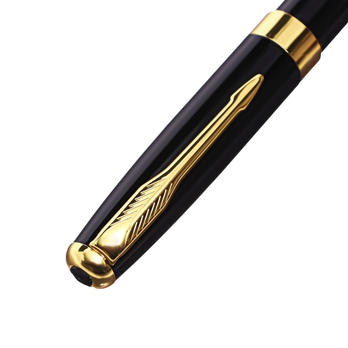 Ручка подарочная шариковая в кожзам футляре поворотная ПБ корпус черный/золото Ручка подарочная шариковая в кожзам футляре поворотная ПБ корпус черный/золото