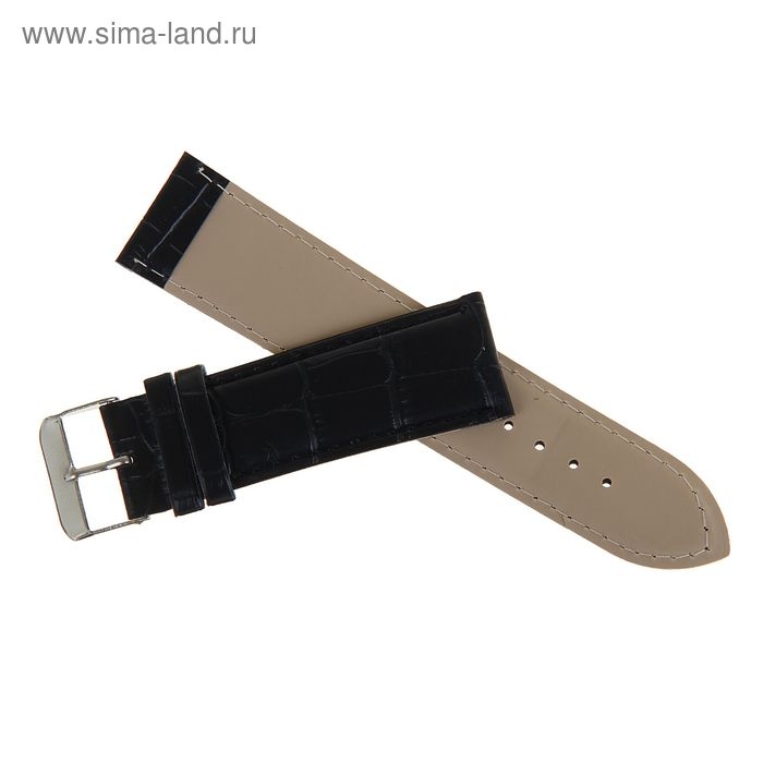 Ремешок для часов 24 мм, кожзам, чёрный, 19 см Ремешок для часов 24 мм, кожзам, чёрный, 19 см