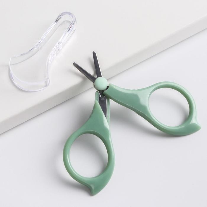 Детские маникюрные ножницы, с защитным колпачком, ВИД 2, цвет зеленый Детские маникюрные ножницы, с защитным колпачком, ВИД 2, цвет зеленый