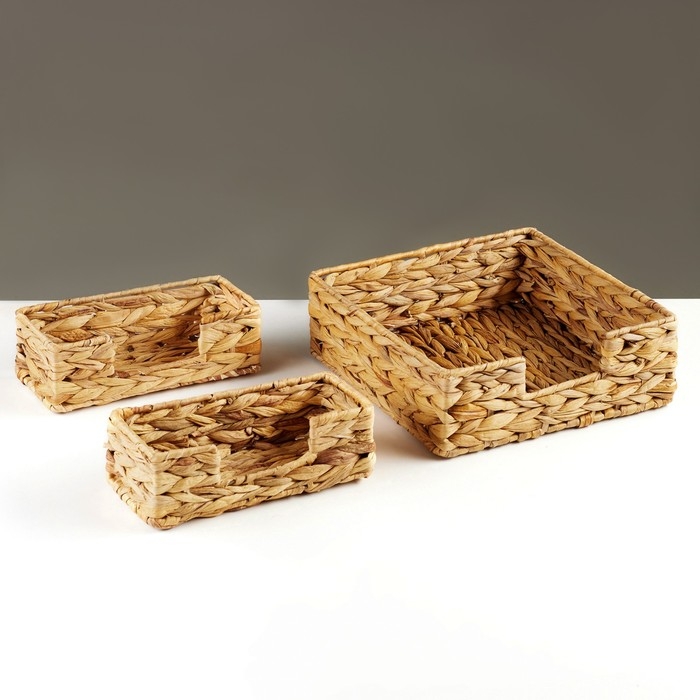 Набор из 3-х корзин Набор из 3-х корзин "Золотистый колос", 26 х 9 см, водный гиацинт