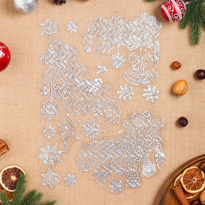 Набор наклеек оформительский  Набор наклеек оформительский "Праздничное настроение" голографическая фольга, 49,3х33,6см