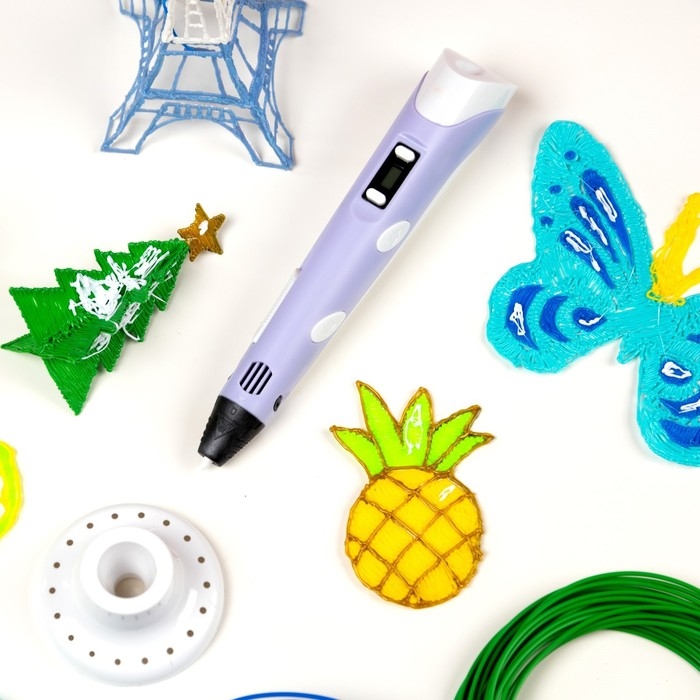 3D ручка Luazon, дисплей, работа с ABS и PLA, пластик в комплекте, фиолетовая 3D ручка Luazon, дисплей, работа с ABS и PLA, пластик в комплекте, фиолетовая