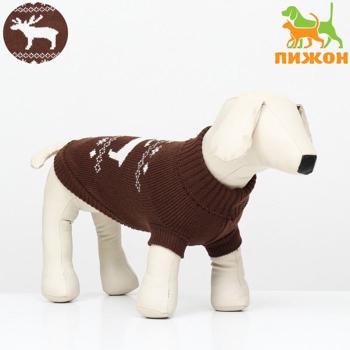 Свитер "Олень",  XL (ДС 40, ОШ 33, ОГ 50 см), коричневый