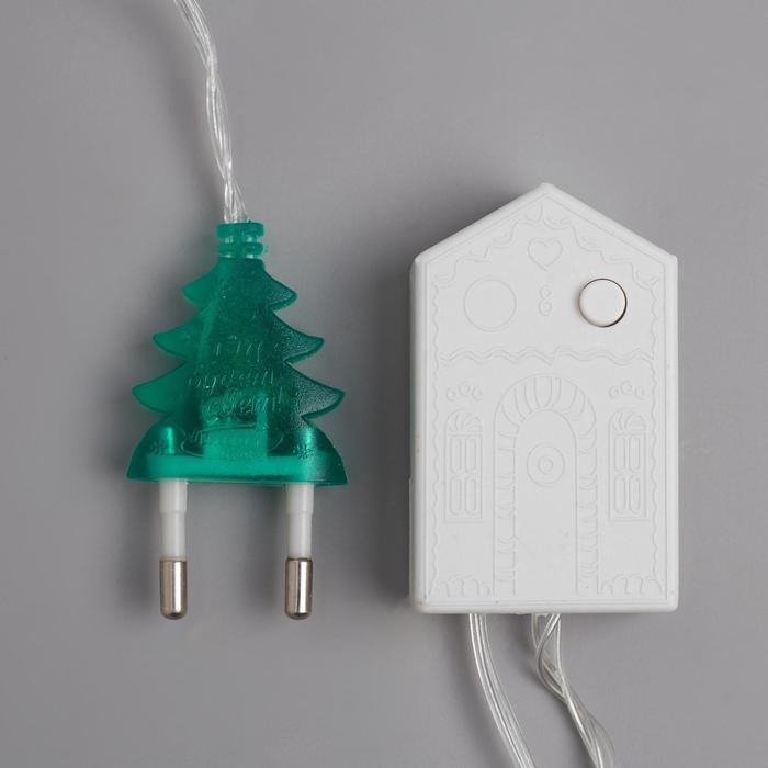 Гирлянда &laquo;Нить&raquo; 4 м с насадками &laquo;Новогодняя сказка&raquo;, IP20, прозрачная нить, 20 LED, свечение мульти, 8 режимов, 220 В