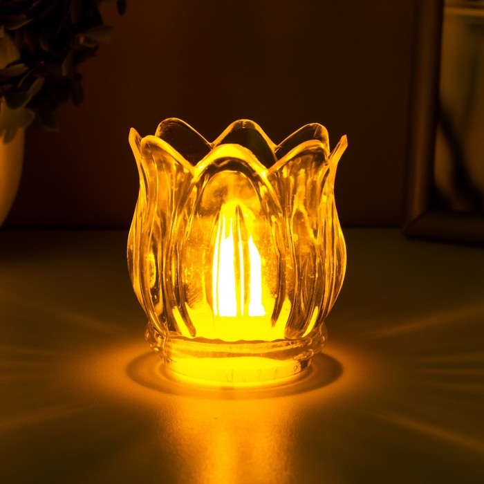 Ночник Ночник "Свеча" LED от батареек 3хAG13 белый 6,5х6,5х7 см RISALUX