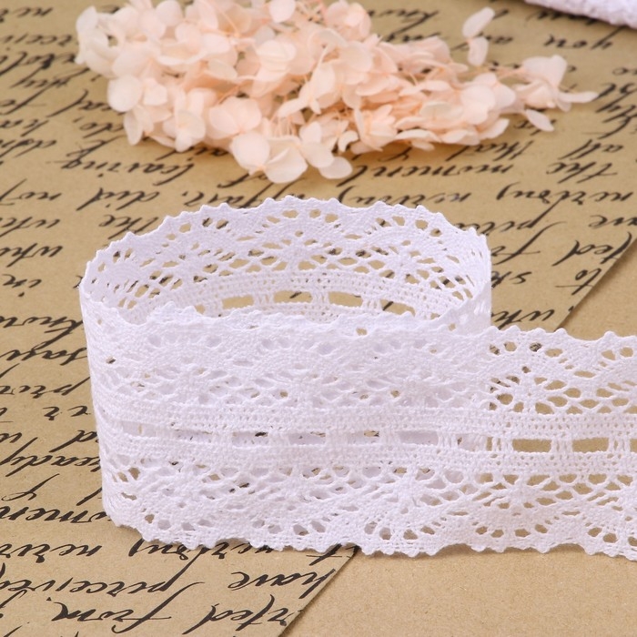 Кружево вязаное, 55 мм × 10 ± 1 м, цвет белый Кружево вязаное, 55 мм × 10 ± 1 м, цвет белый