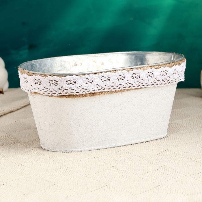 Кашпо - бонсай  Кашпо - бонсай "Ведерко Линдберг" белое, 21х11х9,5см