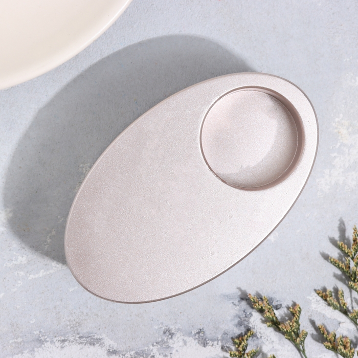 Подсвечник Подсвечник "Узкий овал. Мрамор" из гипса,11,5х7х4см,шампань