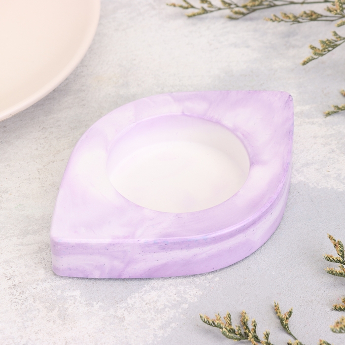 Подсвечник Подсвечник "Глаз. Мрамор" из гипса, 14,5х9,5х2см,мрамор с фиолетовыми полосками