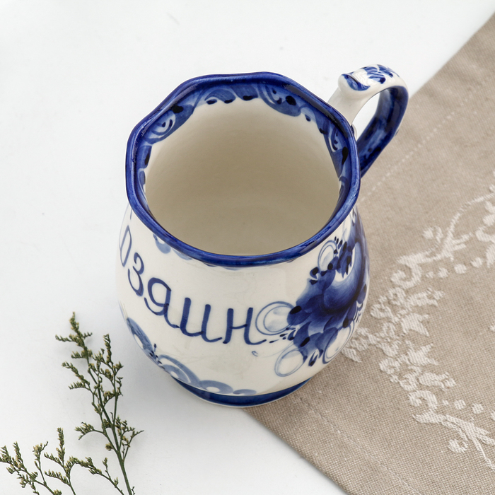 Кружка "Утро Хозяин", 0,3 л, 11х12 см, гжель, фарфор