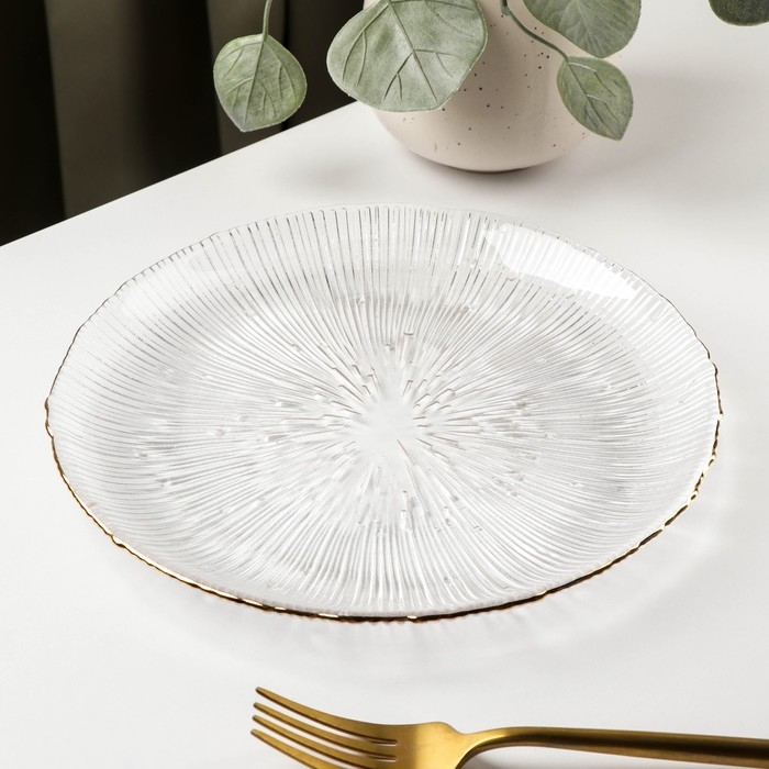 Тарелка стеклянная «Фейерверк», d=21,5 см, цвет прозрачный