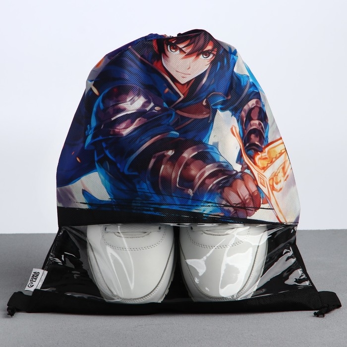 Мешок для обуви «Аниме воин» с прозрачным окном 30 х 40 см Мешок для обуви «Аниме воин» с прозрачным окном 30 х 40 см