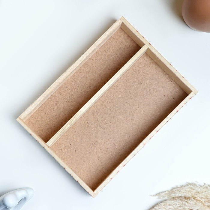 Кашпо деревянное, 27.5×20×4.5 см  Кашпо деревянное, 27.5×20×4.5 см "Be happy", 2 отдела, гравировка