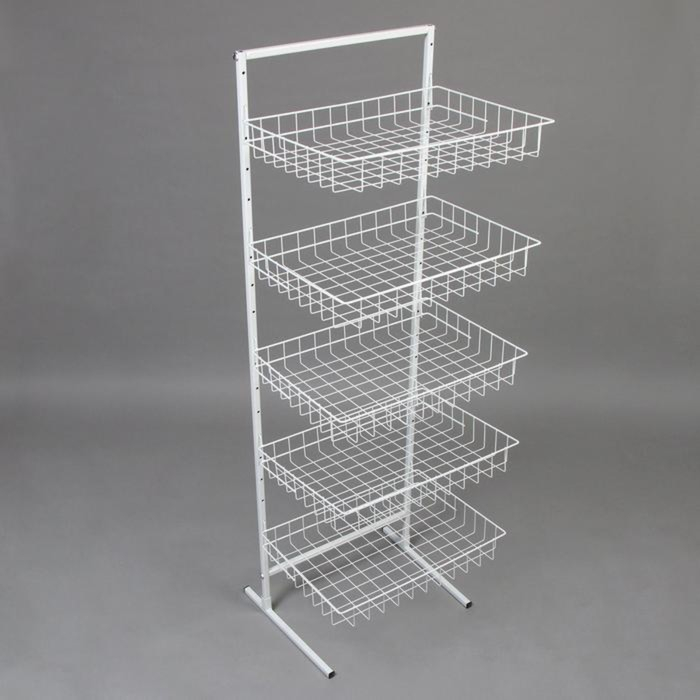 Стойка прикассовая 60×45×180, 5 корзин, цвет белый Стойка прикассовая 60×45×180, 5 корзин, цвет белый