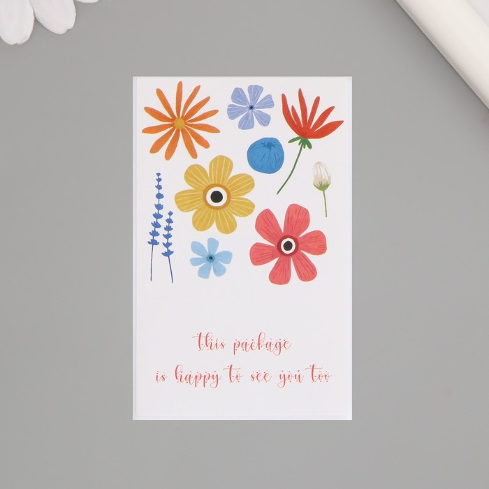 Наклейка бумага благодарность Наклейка бумага благодарность "С цветами" набор 50 шт 8х5 см