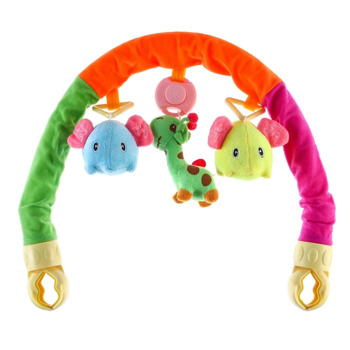 Дуга игровая музыкальная на кроватку, коляску «Слоники», 42-68 см, музыкальная, погремушки, 3 игрушки, цвета МИКС, Крошка Я Дуга игровая музыкальная на кроватку, коляску «Слоники», 42-68 см, музыкальная, погремушки, 3 игрушки, цвета МИКС, Крошка Я