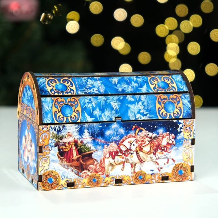 Сувенир сундук - копилка с новогодними игрушками (3 шт.) Сувенир сундук - копилка с новогодними игрушками (3 шт.) "Ежик", 13 х 7,5 х 8,5 см