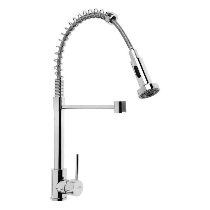 Смеситель для кухни ZEIN Z3824, однорычажный, гибкий излив на пружине, аэратор 2 режима,хром Смеситель для кухни ZEIN Z3824, однорычажный, гибкий излив на пружине, аэратор 2 режима,хром