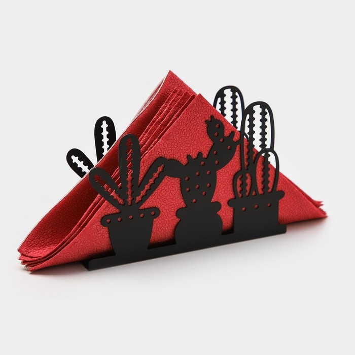 Салфетница Доляна «Кактусы», 15×4×10,3 см, цвет чёрный Салфетница Доляна «Кактусы», 15×4×10,3 см, цвет чёрный