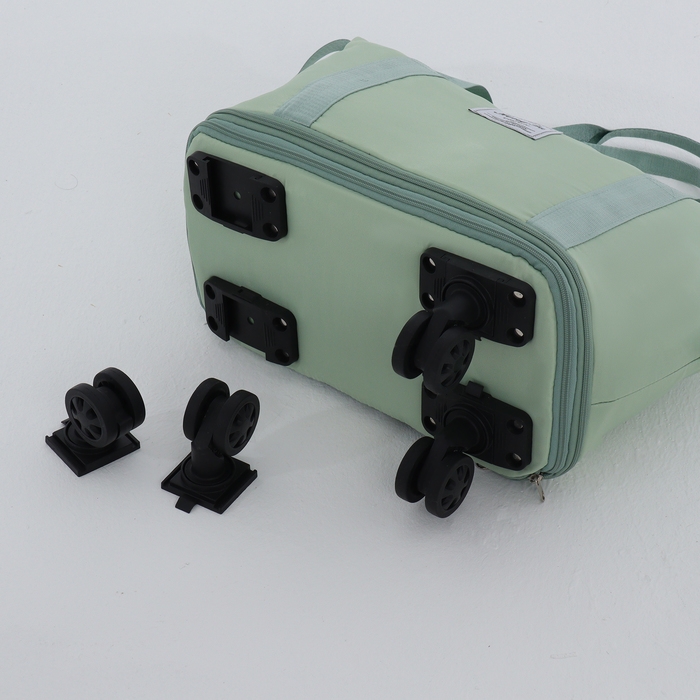 Сумка дорожная на колёсах, с увеличением, наружный карман, держатель для чемодана, цвет зелёный Сумка дорожная на колёсах, с увеличением, наружный карман, держатель для чемодана, цвет зелёный