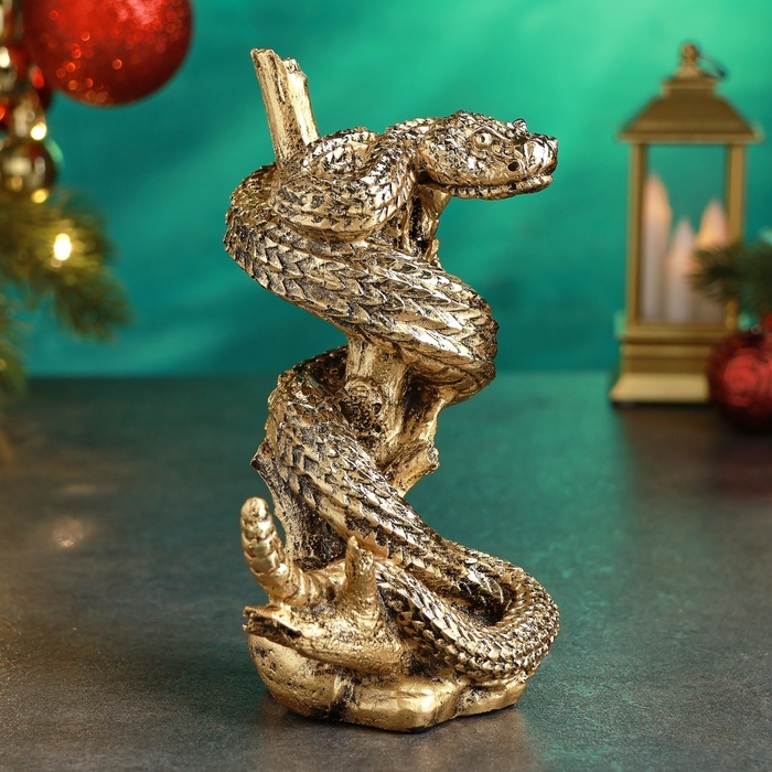 Фигура Фигура "Змея на ветке" 7х10х15см, золото