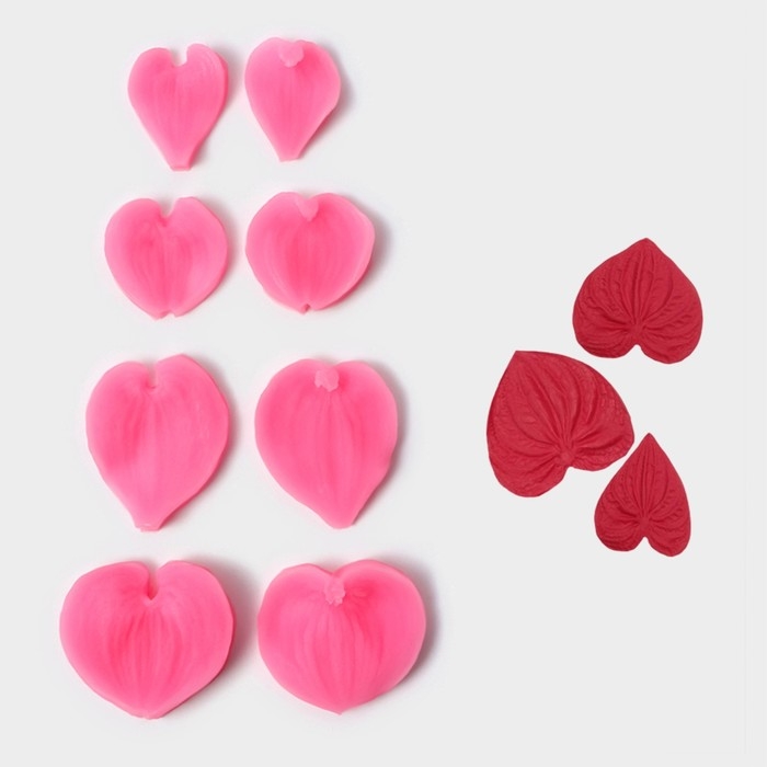 Набор молдов «Листья», силикон, 4 пары, цвет МИКС Набор молдов «Листья», силикон, 4 пары, цвет МИКС