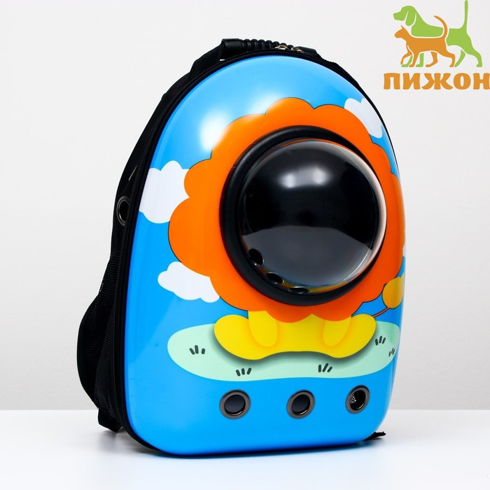 Рюкзак для переноски кошек и собак  Рюкзак для переноски кошек и собак "Лев", с окном, 32 х 25 х 42 см, голубой