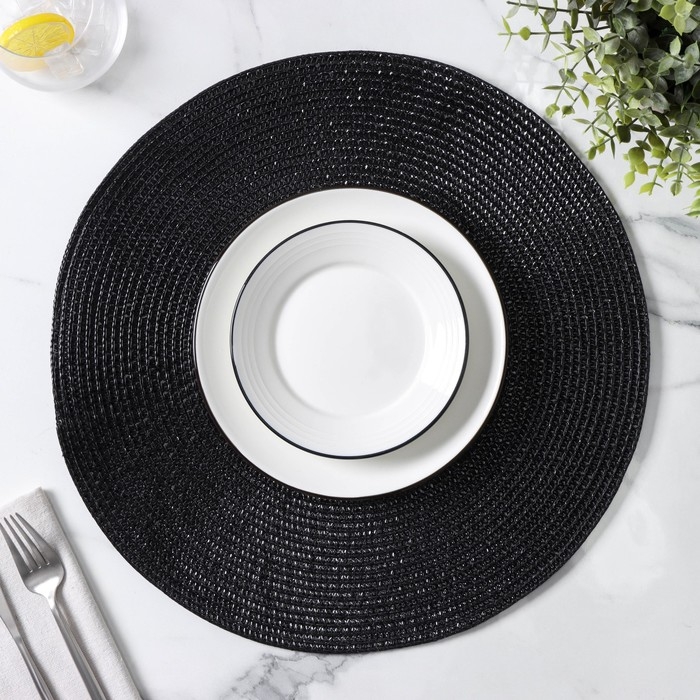 Салфетка сервировочная на стол Magistro «Глори», d=38 см, цвет чёрный