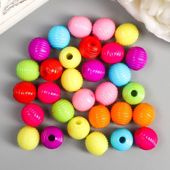 Бусины для творчества пластик Бусины для творчества пластик "Ребристая" набор 30 шт 1,2х1,2 см