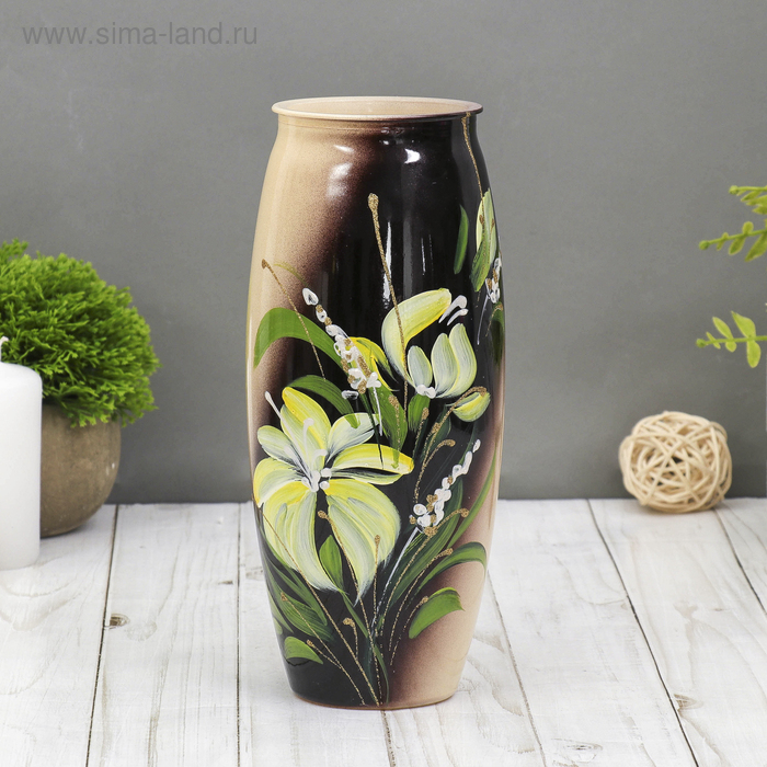 Ваза Ваза "Лилия" роспись на крашеном стекле, d-7см 10х23 см