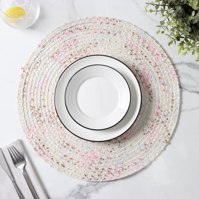 Салфетка сервировочная на стол Доляна «Серпантин», d=38 см, цвет белый