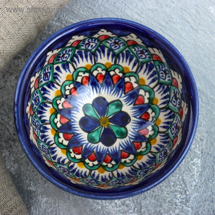 Пиала Риштанская Керамика  Пиала Риштанская Керамика "Узоры", 11 см, большая, микс