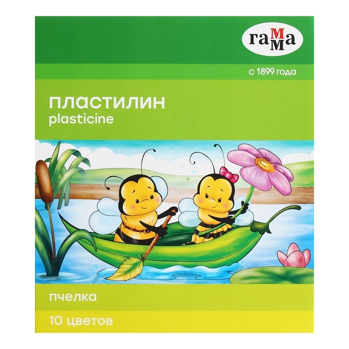 Пластилин мягкий (восковой) 10 цветов 150 г Гамма  Пластилин мягкий (восковой) 10 цветов 150 г Гамма "Пчелка", со стеком, картонная упаковка 280031Н