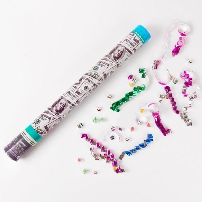 Пневмохлопушка &laquo;Доллар&raquo;, серпантин, 50 см