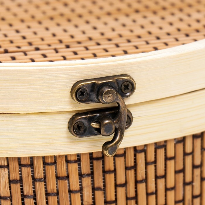 Шкатулка бамбук Шкатулка бамбук "Круглая" со шнуром 10х22х22 см