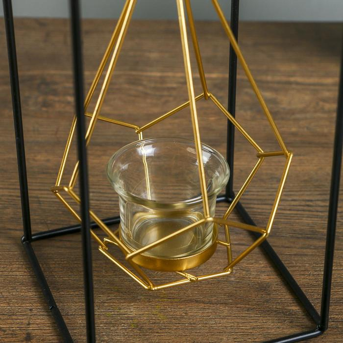 Подсвечник металл на 1 свечу  Подсвечник металл на 1 свечу "Пирамида в прямоугольнике" 26х13х13 см