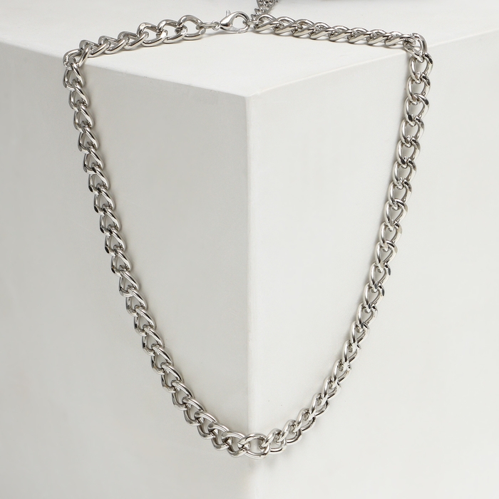 Колье «Цепь» плотная, цвет серебро, L=46 см с удлинителем 7 см Колье «Цепь» плотная, цвет серебро, L=46 см с удлинителем 7 см