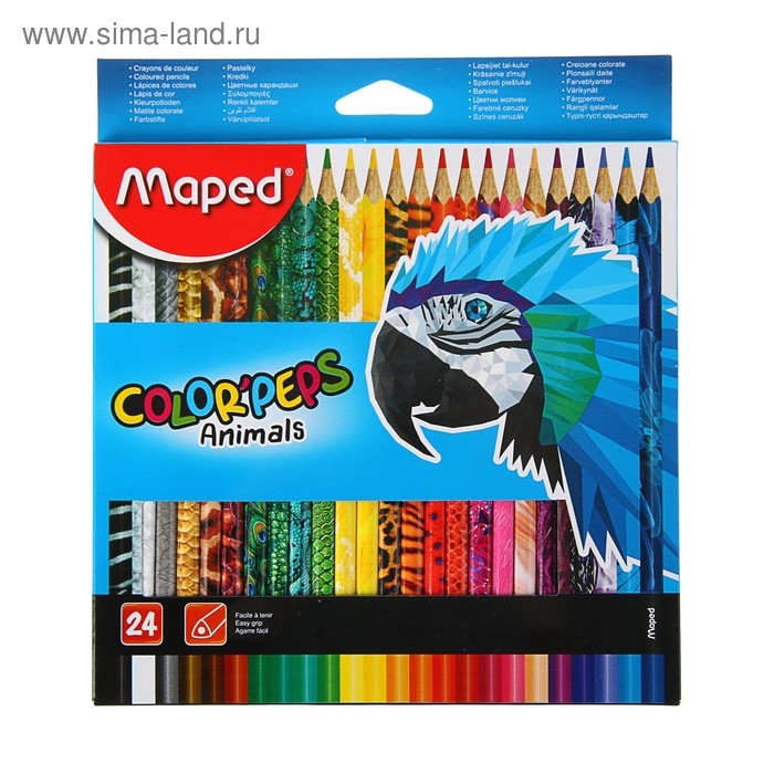 Карандаши трёхгранные 24 цвета, Maped Color Peps Animals Карандаши трёхгранные 24 цвета, Maped Color Peps Animals