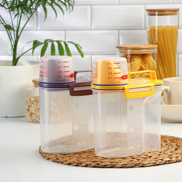 Контейнер пластиковый для хранения сыпучих продуктов с дозатором, 1 кг, 17&times;10,5&times;22 см, цвет прозрачный