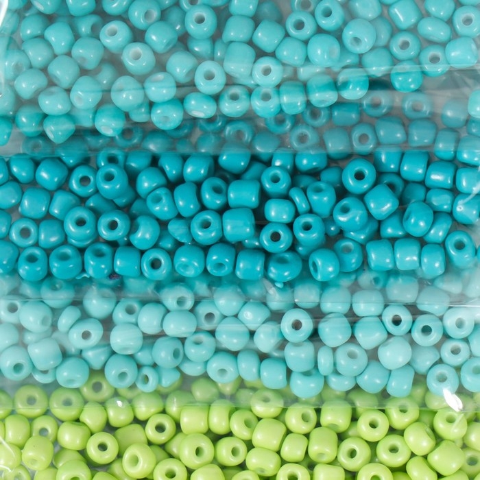 Бисер круглый 6/0  Бисер круглый 6/0 "Оттенки моря" 8 цветов х 10 гр 20х8 см