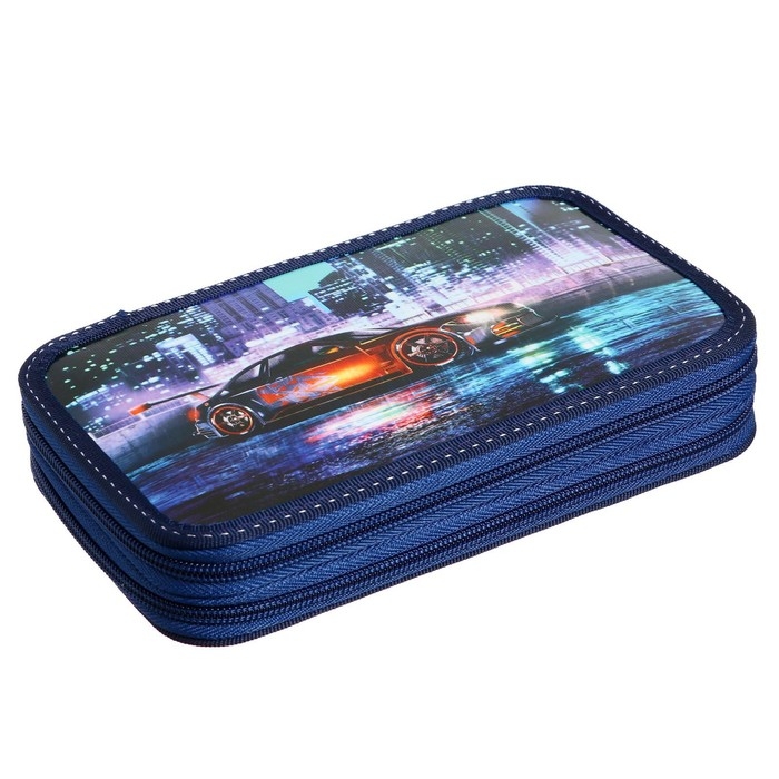 Пенал 2 секции, 125 х 205 мм, с наполнением 23 предмета, Calligrata Пенал 2 секции, 125 х 205 мм, с наполнением 23 предмета, Calligrata "Драйв" ламинированный картон, 30П26/2/set