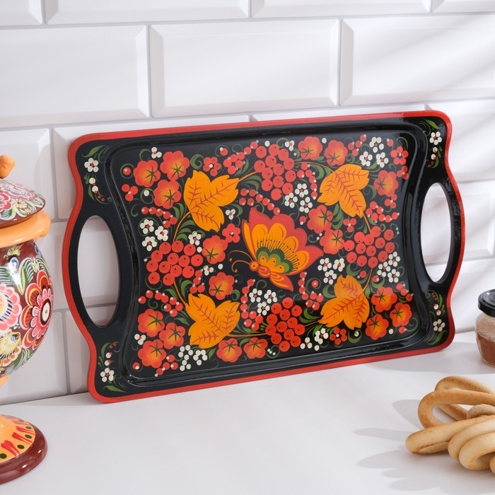 Поднос «Хохлома», ручная роспись, 38х23 см Поднос «Хохлома», ручная роспись, 38х23 см