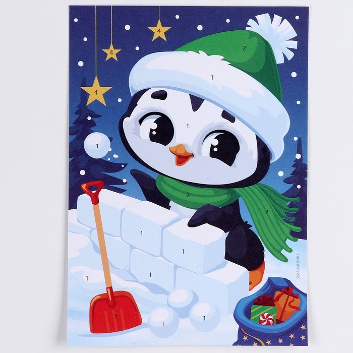 Аппликация фольгой на новый год «Пингвин», новогодний набор для творчества Аппликация фольгой на новый год «Пингвин», новогодний набор для творчества