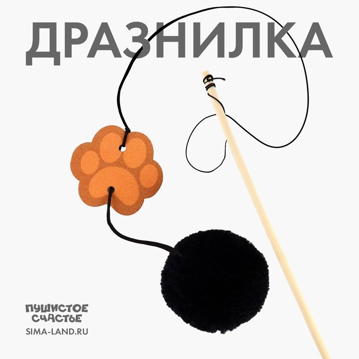 Дразнилка с деревянной подвеской «Лапка», 4 см Дразнилка с деревянной подвеской «Лапка», 4 см