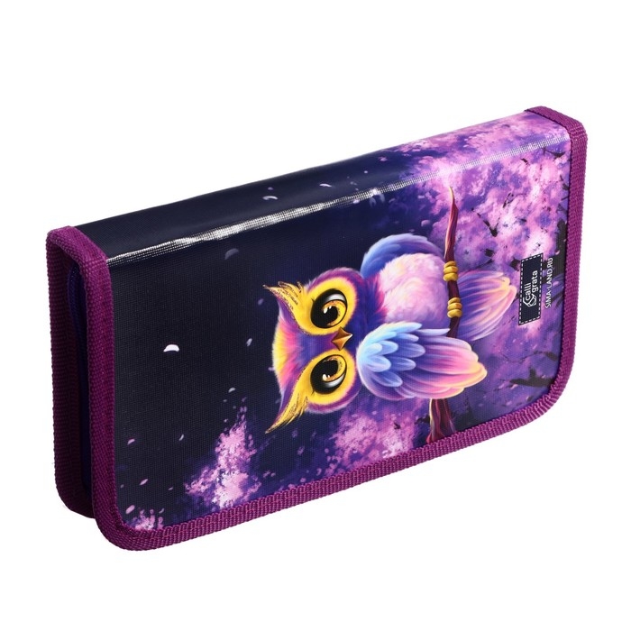 Пенал 1 секция 115 х 205 х 30 мм, Calligrata Пенал 1 секция 115 х 205 х 30 мм, Calligrata "Совушка", ламинированный картон