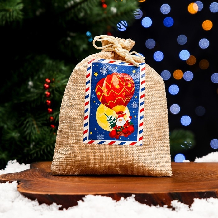 Новый год. Мешок подарочный с термонаклейкой, 13 х 18 см Новый год. Мешок подарочный с термонаклейкой, 13 х 18 см